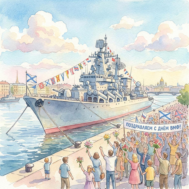 Бесплатная открытка на День ВМФ
